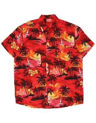 Lowes Herren Hawaii Kurzarm Hemd Medium Rot Polyester PN12