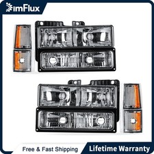 DimFlux Headlights for 94-99 Chevy C/K 1500 2500 Suburban Chrome Housing