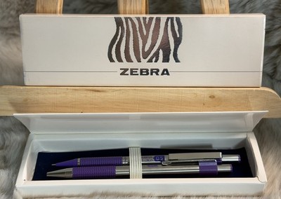 Vintage 1980's Zebra 3 Series Pen & Pencil Set! F-301 M-301 Purple w/ Orig. Box!