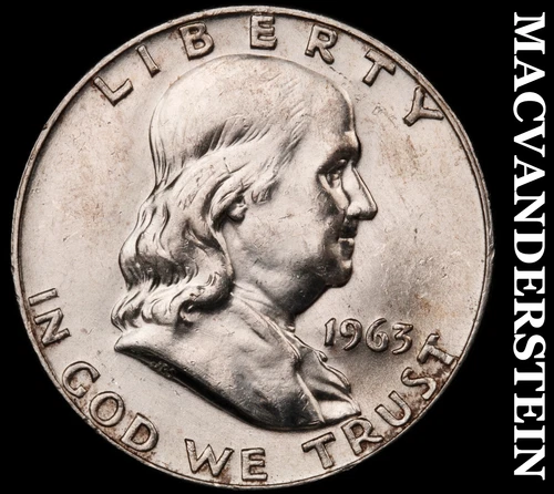 1963-D Silver Franklin Half Dollar - Choice Gem Brilliant Unc+++  #i1661