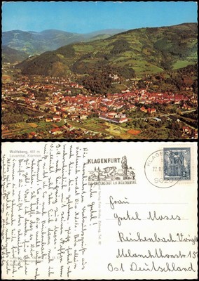 Wolfsberg (Kärnten) Volšperk Volčji breg Panorama Lavanttal, Kärnten 1964