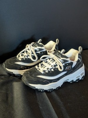 Sketcher Girls Shoes Size 12 1/2 Kids D'Lites Black White Memory Foam