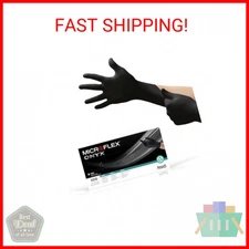 Ansell Microflex Onyx N64 Disposable Nitrile Exam Gloves for Automotive, Metal F