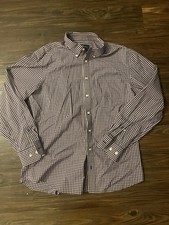 Charles Tyrwhitt Men's L Slim Fit Long Sleeve Dress Shirt Checkered Button Down