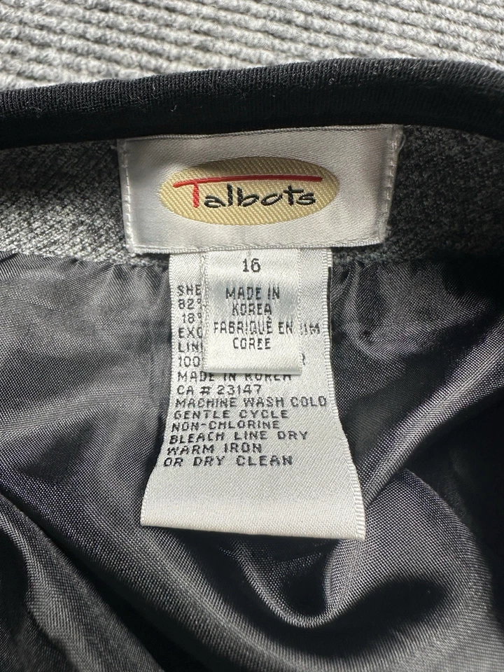Falda envolvente Talbots para mujer 16 gris tweed línea A forrada asimétrica midi carrera Foto 4 de 4