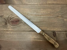 Vtg Chicago Cutlery Slicing Knife SS 10” RB10S Brown Wood Handle Excellent