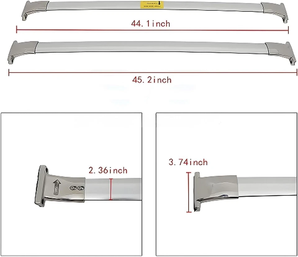 3Pcs Crossbars Roof Rack Cross Bar Silver Fits for Lexus LX570 2016-2025 - Image 2 of 4