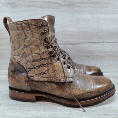Lucchese Classics GY Liam Bias Alligator Cordovan Lace Up Boots Men 11.5 D Brown