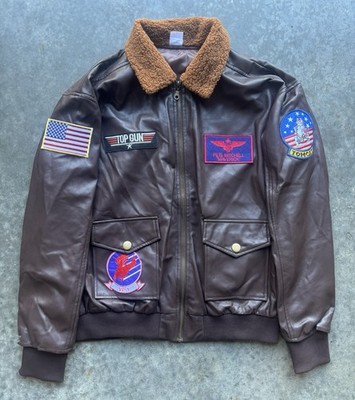 ジャケット・アウター MAVERICK 90s leather Western shirt Top Gun Maverick Faux Brown Leather Aviator Jacket Tom Cruise
