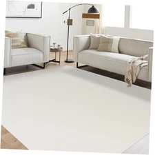Soft Large Plastic Floor Mat for Living Room, 6'×9' Beige Waterproof Vinyl 