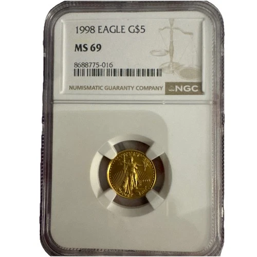 1998 $5 Gold 1/10 oz American Eagle NGC MS69 Fine NICE!!!
