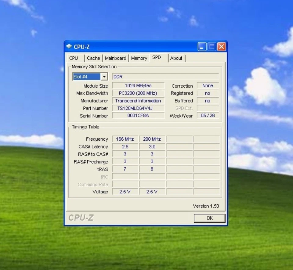 1GB PC3200 RAMJET TRANSCEND TS128MLD64V4J DDR-400 STICK DDR1 BLUE HEATSPREADER - Image 2 of 3