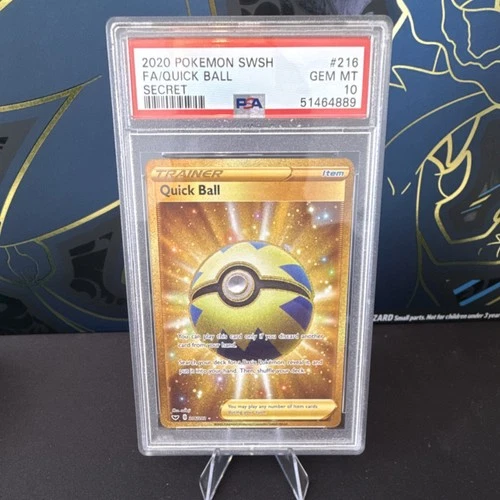 Pokémon Quick Ball 216/202 Secret Rare Full Art Holo SWSH01 English PSA 10
