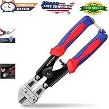 8" Mini Bolt Cutter - Heavy Duty Spring Loaded Wire & Cable Snips with Anti-S...