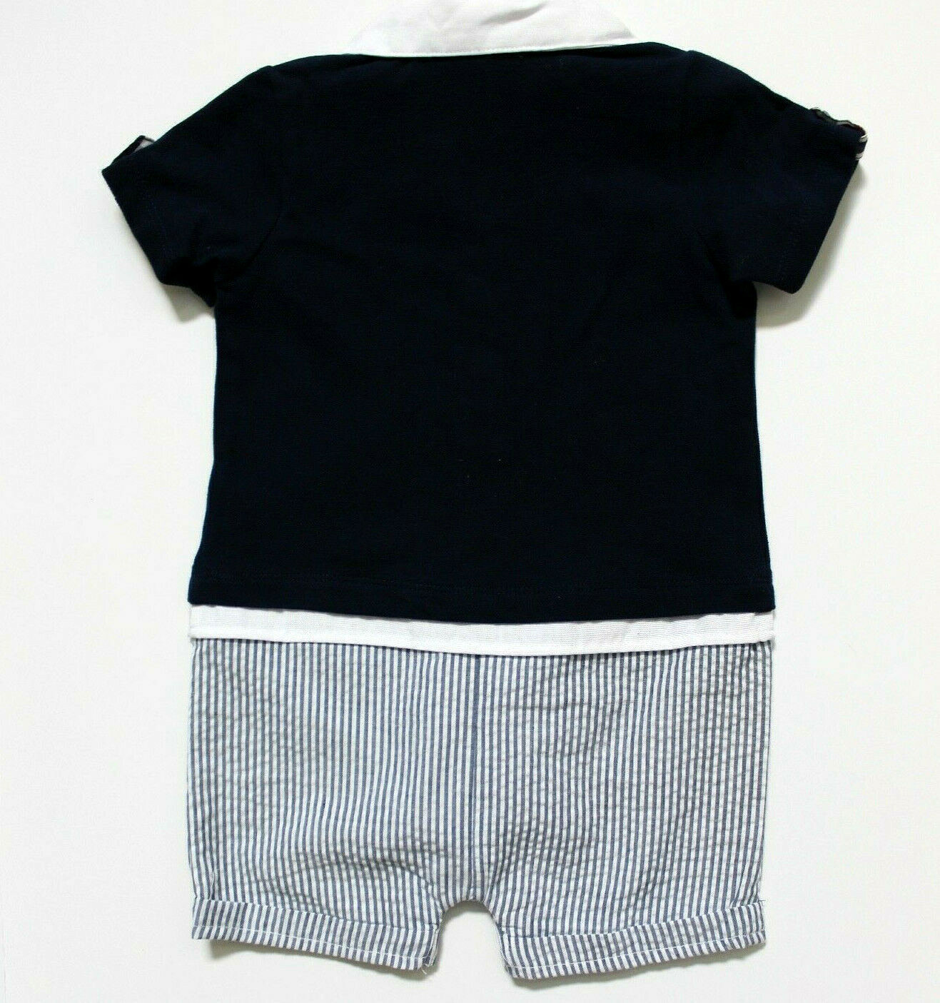 Koala Baby Boutique Boys' Short Sleeve Collar Bodysuit Size 12M Navy White NWT