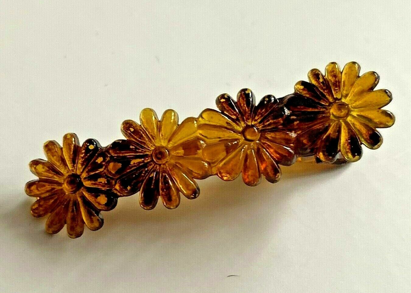 Barrette à Cheveux Fleur Ambre – 5,4 Cm – Style Japonais – état Excellent