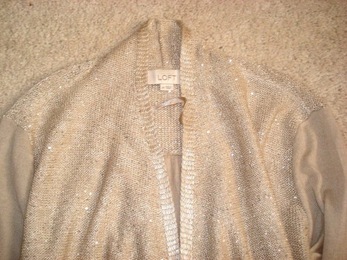 ANN TAYLOR rot beige Pailletten FLORAL CARDIGAN Pullover Oberteil M LOFT blau XS Oversized - Bild 11 von 28