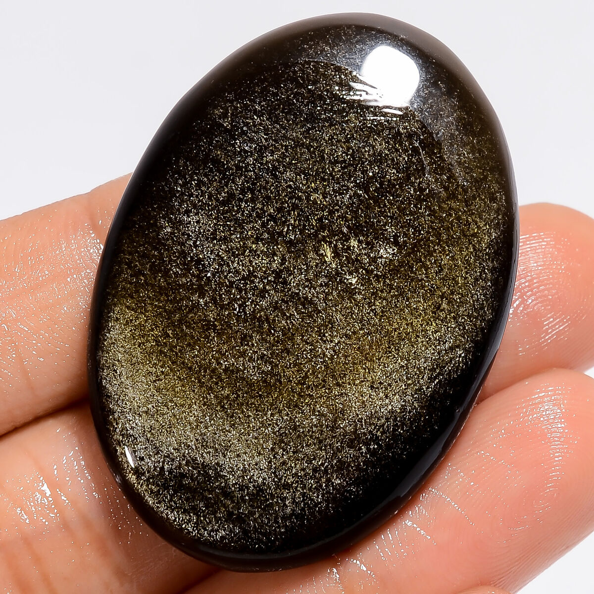 Natural Golden Sheen Obsidian Oval Cabochon Gemstone 62.5 Ct Natural Golden Sheen Obsidian Oval Cabochon Gemstone 62.5 Ct