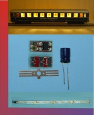 5 x Waggonbeleuchtung H0 150mm fertige Platin...