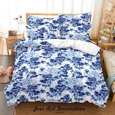 3D Butterfly Floral Pattern Blue Quilt Cover Set Duvet Cover Bedding Pillowcases