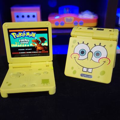 Sponge Bob Yellow Nintendo Game Boy Advance GBA SP IPS Adjustable Brightness