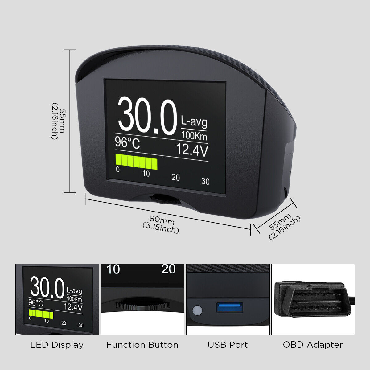 UKCOCO Monitor Auto Digital Speedometer Digital Meter Digital Gauge Head-  up Display Digital Dashboard Car Digital Voltmeter Gauge LCD Led Car  Head-up