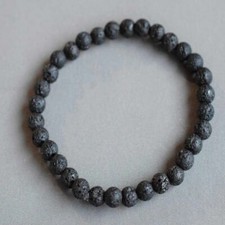 Natural 6mm Round Black Lava Energy Stone Beads Bracelet Wear
