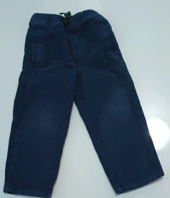 Calça Longa Mini Boden Criança Menina Tamanho 3T Veludo Azul Cintura Elástica - Imagem 2 de 4