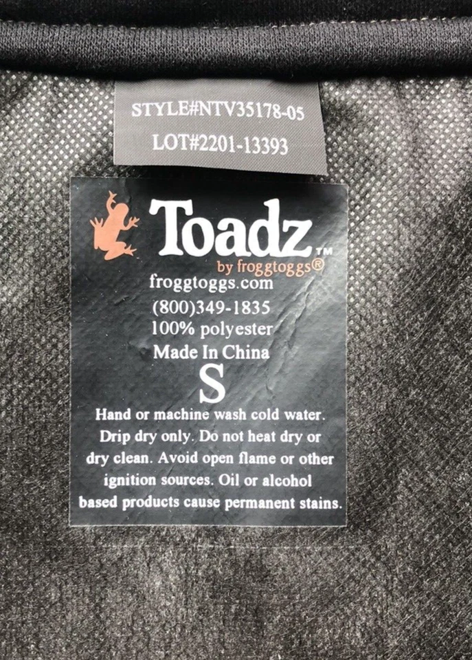 全新 Frogg Toggs 小号 HellBender 包 Toadskinz 飞钓背心 / 石色 S — 第 2/4 张图片