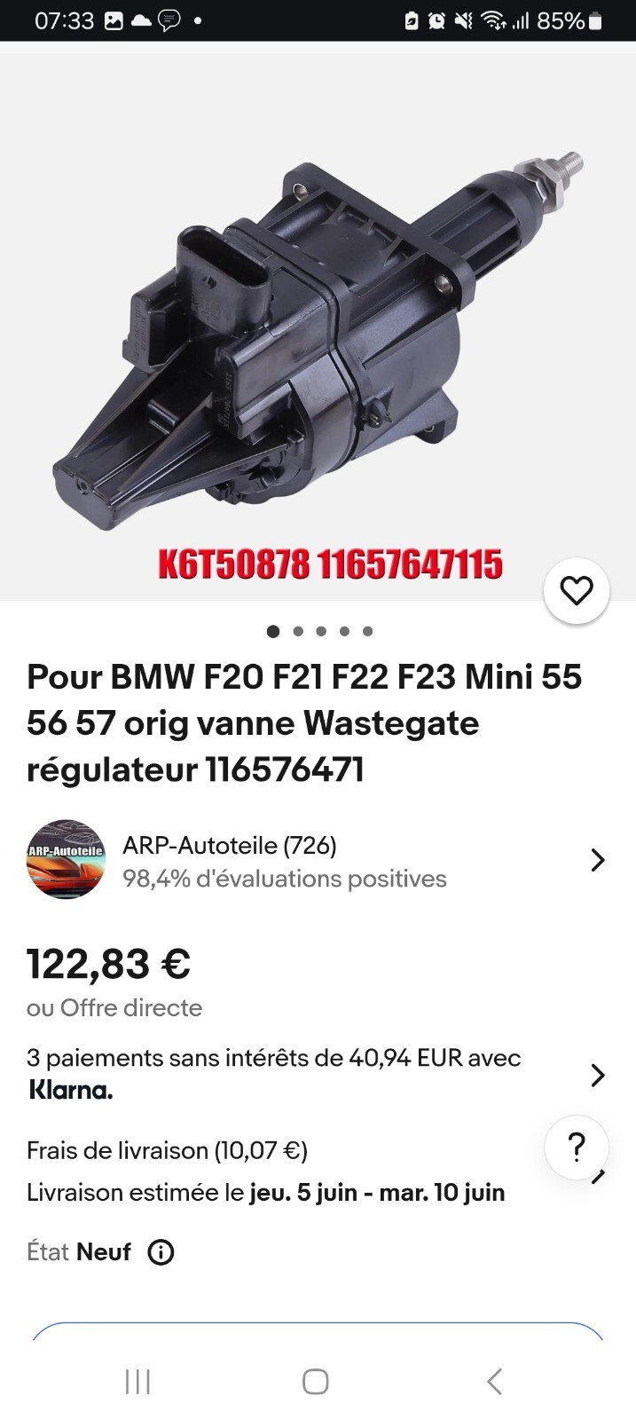Wastegate turbo BMW résout le sifflement moteur compatible turbos haute pression