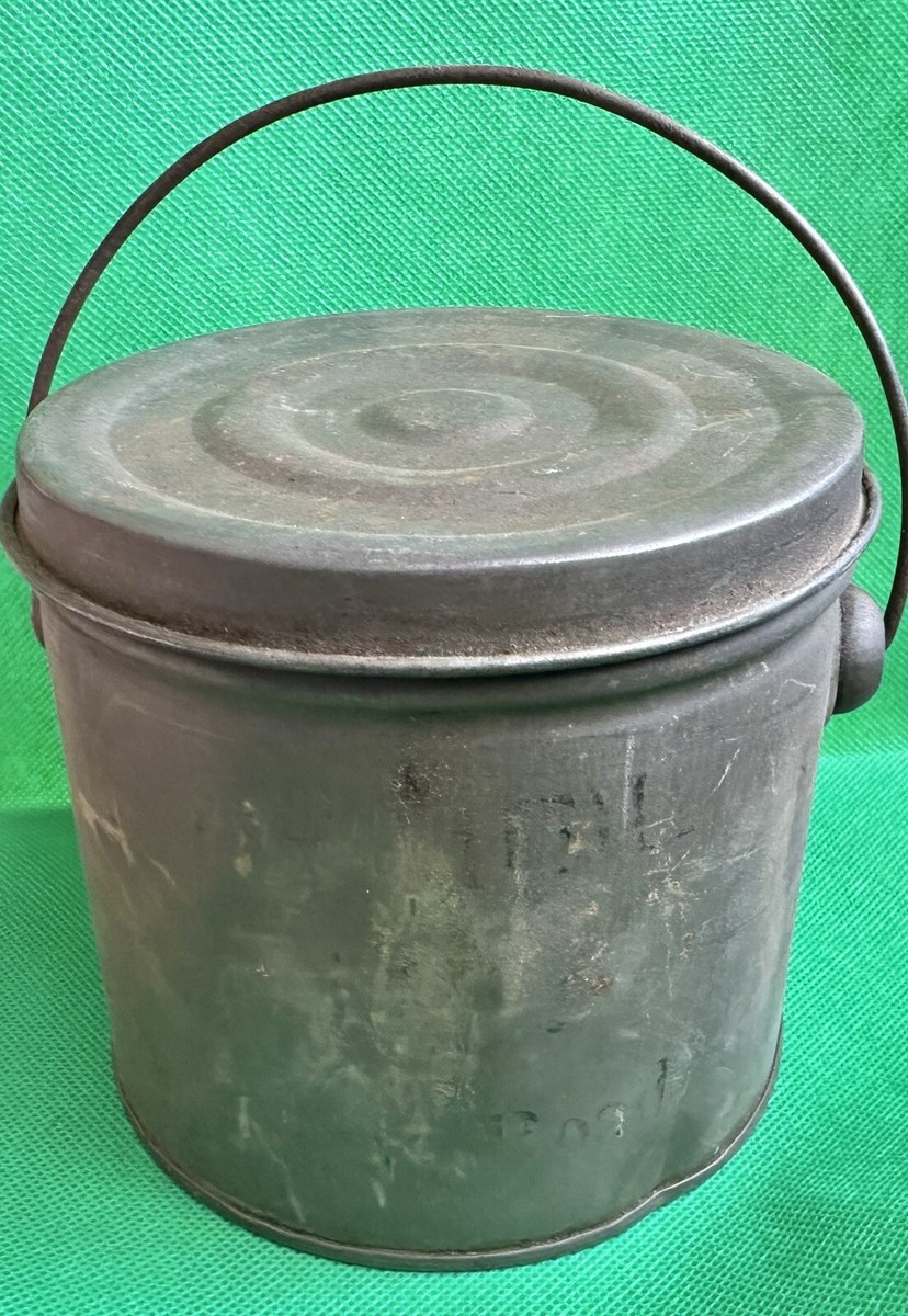 Antique Tin Pail w/Lid Berry Bucket Lunch Pail Primitive 1800s