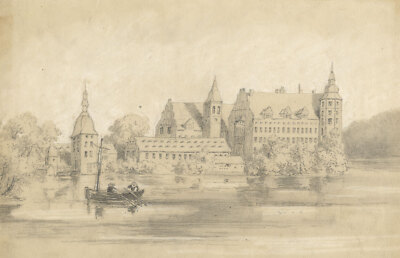 Schloss Frederiksborg Dänemark Graphitzeichnung Ende 19. Jahrhundert E.C.A.H.