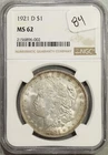 1921 D Morgan Silver Dollar NGC MS 62 UNC #6-002