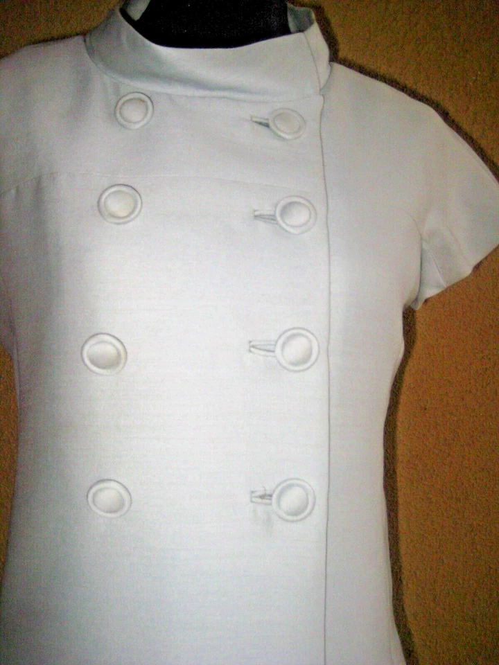 Vestido forrado manga gorra vintage años 60 Jim Church Raymond Fahn azul plata forrado Foto 3 de 4