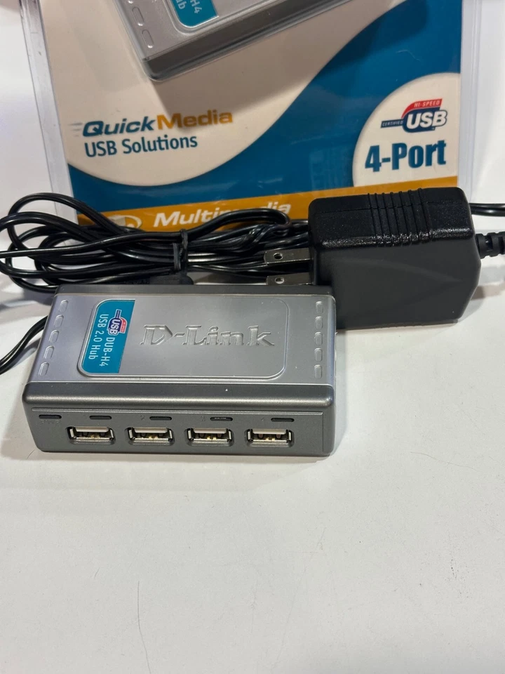 2 -D-Link 4 Port USB 2.0 Hub Fast Charge external Hub DUB-H4 1 New Sealed 1 Used - Image 3 of 4