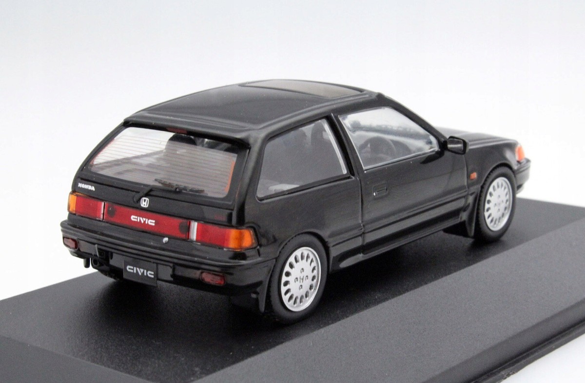 1:43 Honda Civic 1987 4th Generation Black Triple 9 Diecast Scale