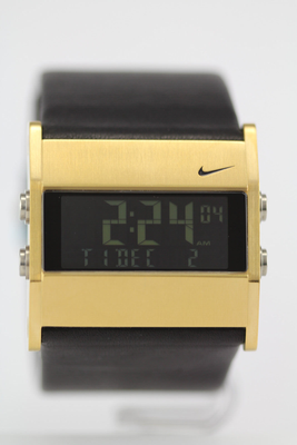 Nike Oregon Series Square Digital Black Leather w/goldtone case  