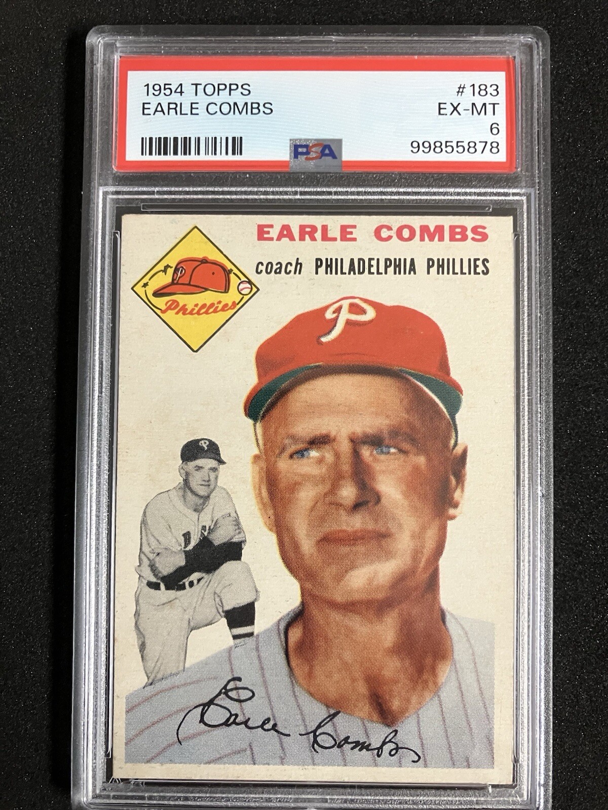 EARLE COMBS   H.O.F.  1954  TOPPS #183 GRADED BY PSA EX-MT   6!!!!
