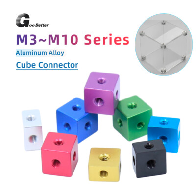 Colored Cube Connector Aluminium Fixing Bracket M3~M10 Square Spacer Standoff