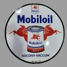 PORCELIAN MOBILOIL ENAMEL SIGN SIZE 30X30 INCHES