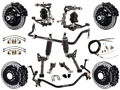 RIDETECH AIR RIDE SYSTEM & WILWOOD DISC BRAKES,13'' DRILLED,BLACK,64-67 A-BODY