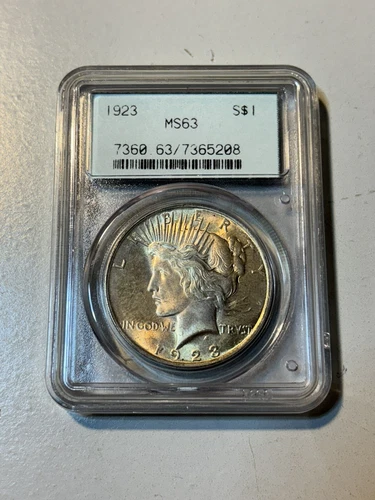 1923 Peace Dollar PCGS MS63 Early OGH