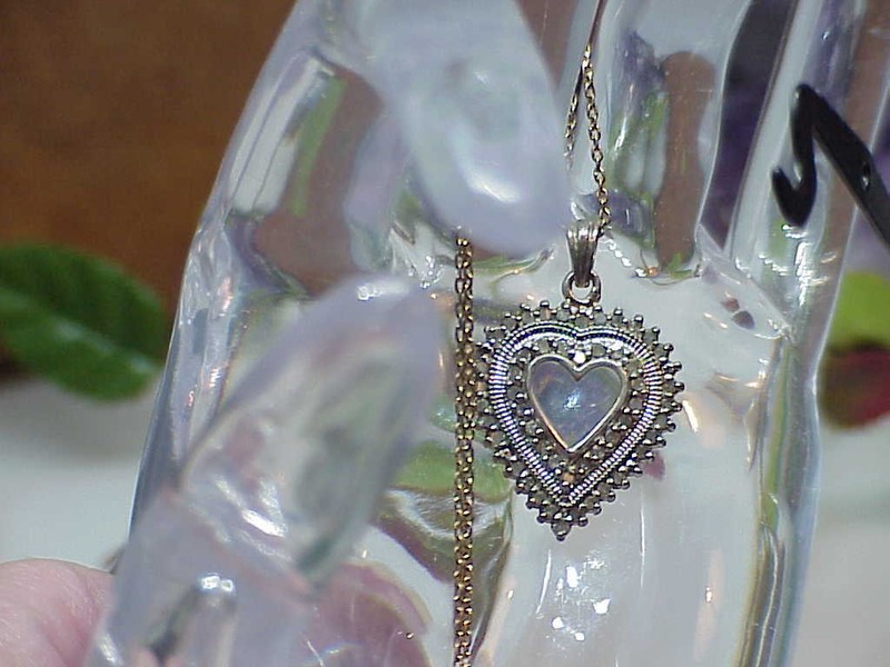 Sterling  Heart Pendant .25ct Diamond Heart Pendant Yellow gold Sterling Chain