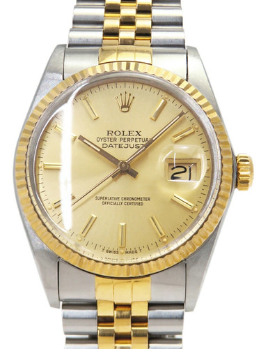 ROLEX Datejust 16013 36mm Champagne Gold Dial Stainless Steel Yellow Gold #T092