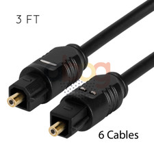 Fiber Optic Cable 6 PCS 3 Feet Toslink Digital Audio Soundbar SPDIF Optical Cord