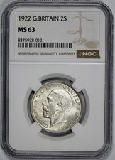 1922 Great Britain Silver 2S Florin NGC MS 63
