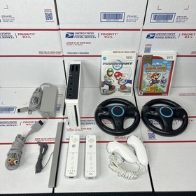 Nintendo Wii Bundle + MARIO KART + PAPER MARIO -+ Wheels - NEXT DAY - WARRANTY