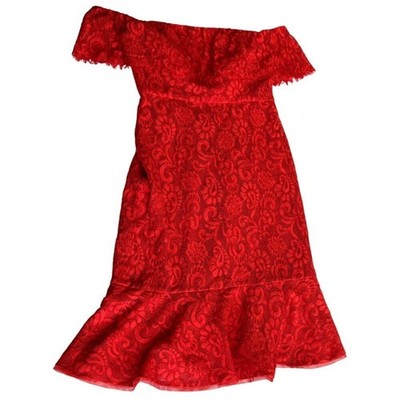 chinese dress ladies Lace & Jersey Gown Cabernet / 2