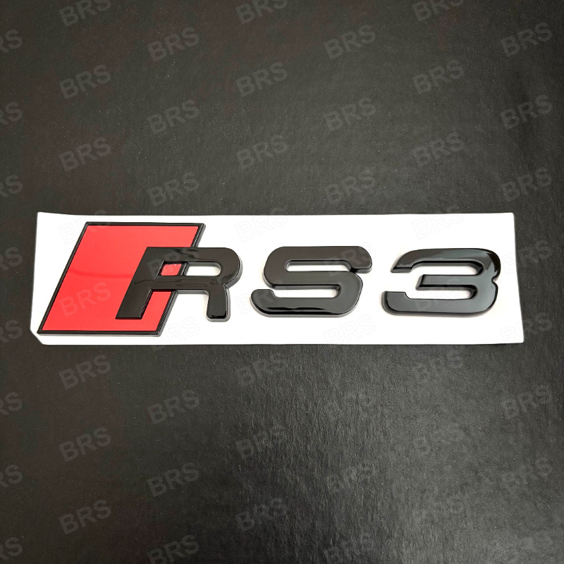 Désiglage Chrome Remplacé par le Badge RS3 Noir Brillant 3D pour Coffre 8P 8V 8Y