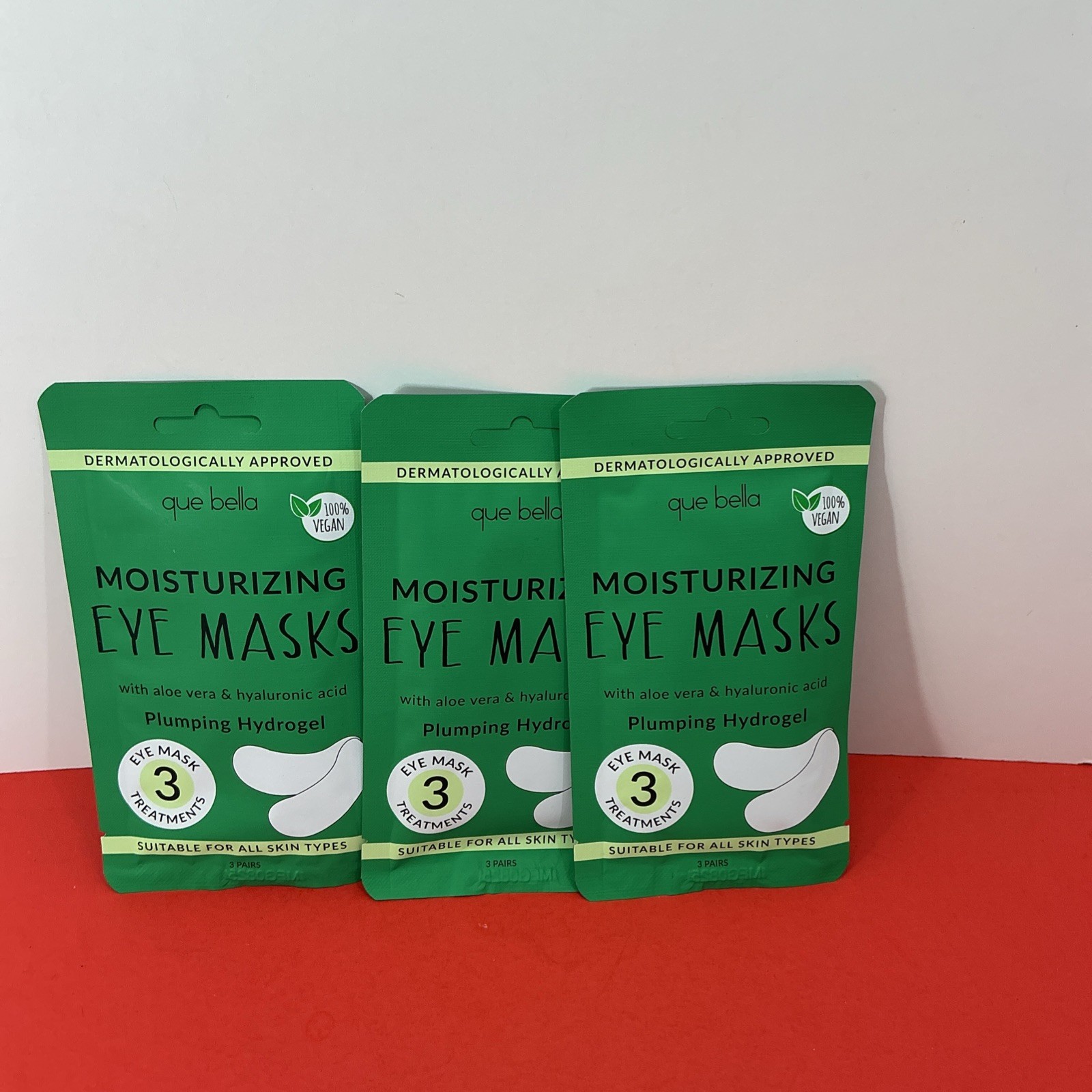 Que Bella Professional Moisturizing Hydrogel Eye Masks 3 Pairs New SET 3 Pack